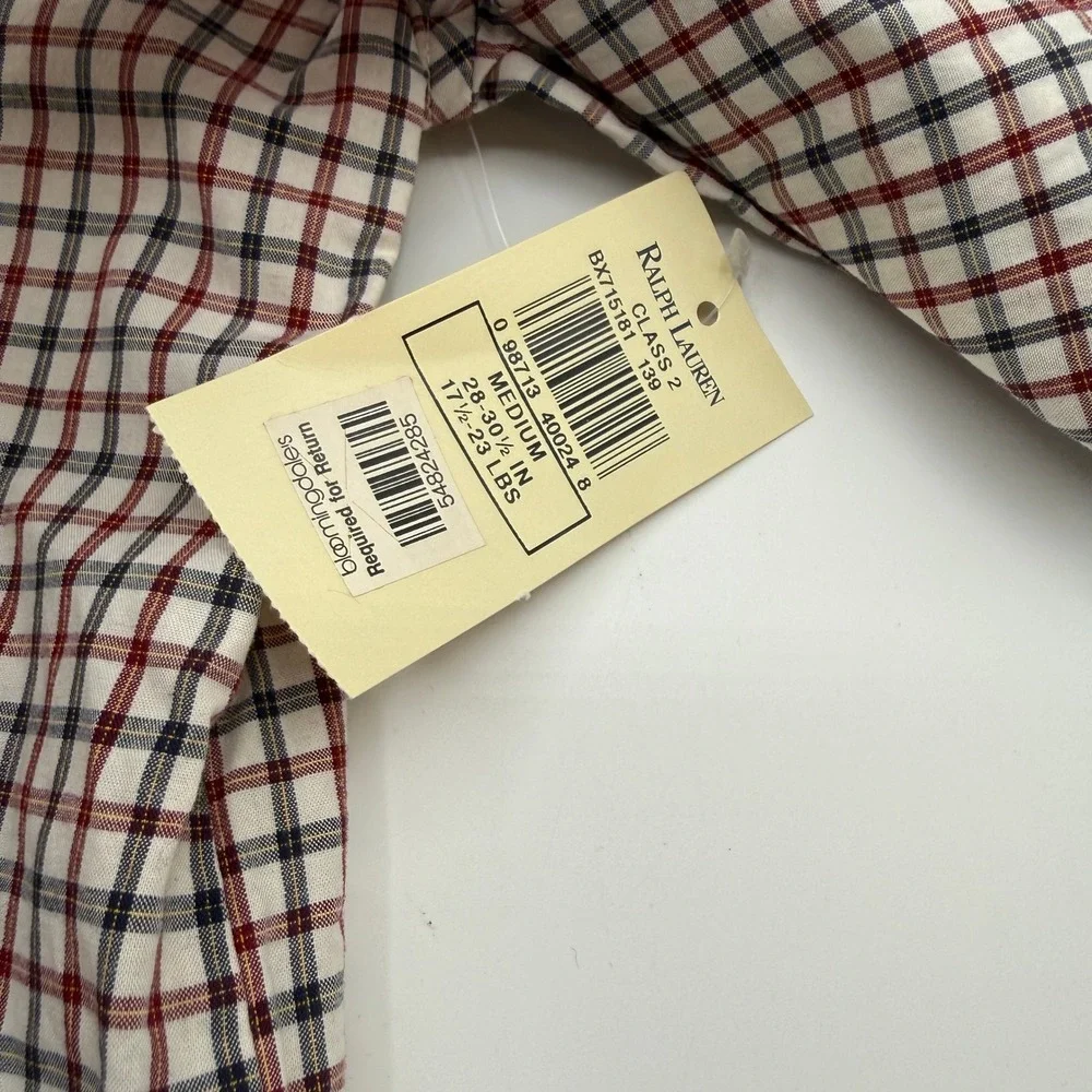 Ralph Lauren Button Down Shirt Kids 6-12 Months Red Plaid Cotton Long Sleeve NEW